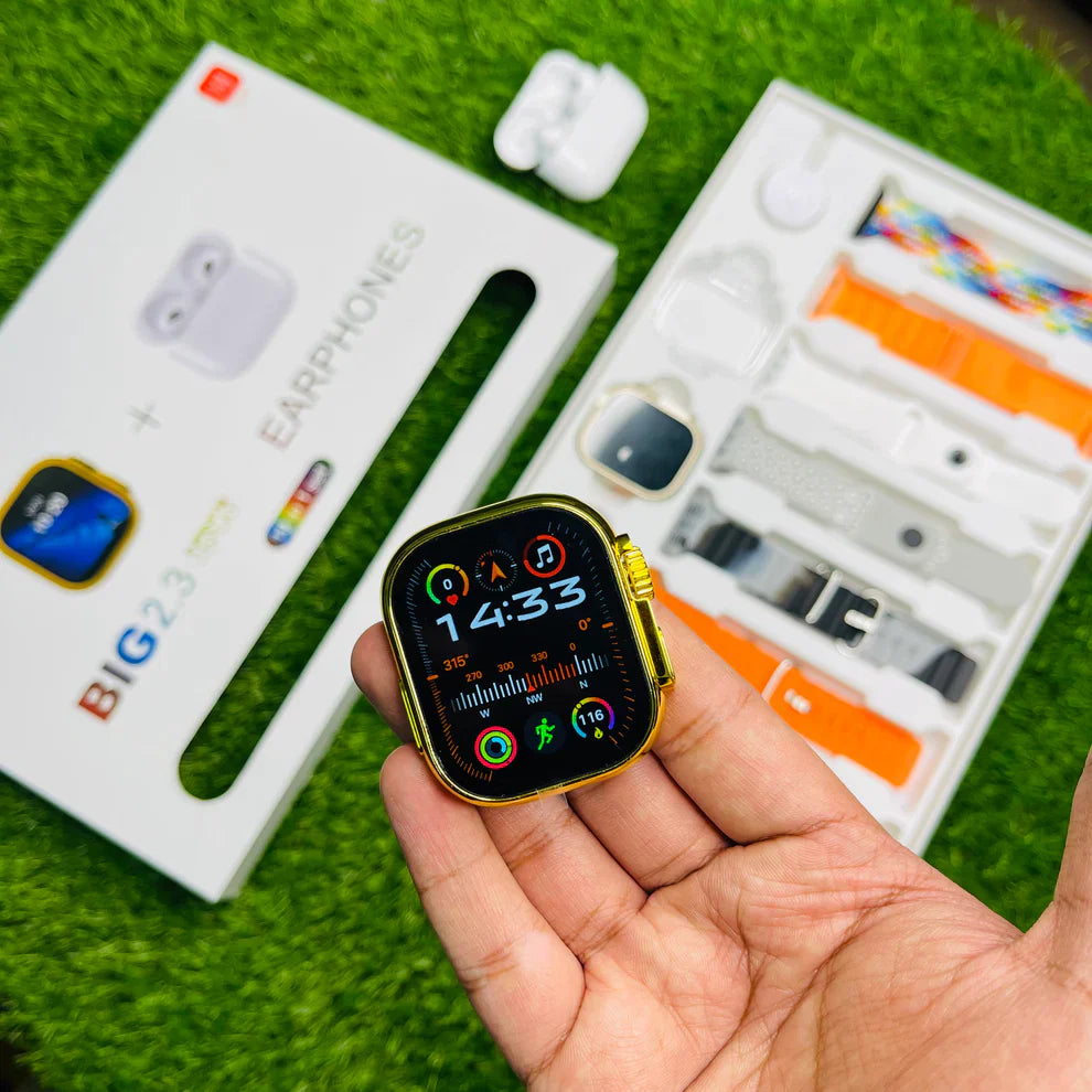 i20 Ultra 2 Max Smartwatch Combo – 10-in-1 Deal with 7 Straps & AirPods Pro 2 - Tech Aura